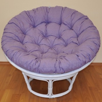 Ratanový PAPASAN 100 cm bílý polstr fialový melír - RATANOVÝ NÁBYTEK - Křesla - Papasany