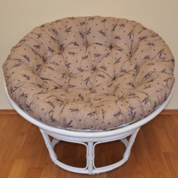 Ratanový PAPASAN 100 cm bílý polstr levandule - RATANOVÝ NÁBYTEK - Křesla - Papasany