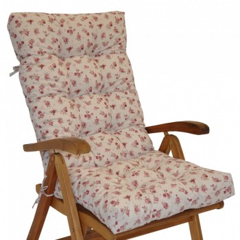 Polstr na TEAKOVÉ křeslo vysoké látka motiv růžičky - DOPLŇKY - Polstry a polštáře - Polstry na ZAHRADNÍ křesla