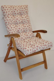 Polstr na TEAKOVÉ křeslo vysoké látka motiv růžičky - DOPLŇKY - Polstry a polštáře - Polstry na ZAHRADNÍ křesla