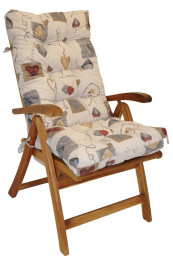 Polstr na TEAKOVÉ křeslo vysoké látka motiv srdce LOVE - DOPLŇKY - Polstry a polštáře - Polstry na ZAHRADNÍ křesla