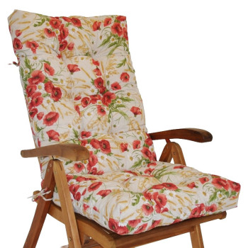 Polstr na TEAKOVÉ křeslo vysoké látka motiv vlčí mák - DOPLŇKY - Polstry a polštáře - Polstry na ZAHRADNÍ křesla