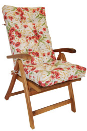 Polstr na TEAKOVÉ křeslo vysoké látka motiv vlčí mák - DOPLŇKY - Polstry a polštáře - Polstry na ZAHRADNÍ křesla