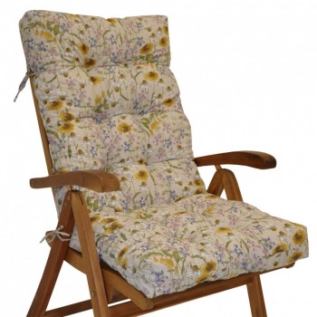 Polstr na TEAKOVÉ křeslo vysoké látka motiv luční kvítí - DOPLŇKY - Polstry a polštáře - Polstry na ZAHRADNÍ křesla
