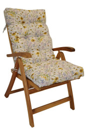 Polstr na TEAKOVÉ křeslo vysoké látka motiv luční kvítí - DOPLŇKY - Polstry a polštáře - Polstry na ZAHRADNÍ křesla