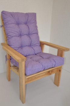Polstr na DŘEVĚNÉ křeslo vysoké látka fialový melír - DOPLŇKY - Polstry a polštáře - Polstry na ZAHRADNÍ křesla