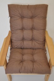 Polstr na DŘEVĚNÉ křeslo vysoké látka hnědý melír - DOPLŇKY - Polstry a polštáře - Polstry na ZAHRADNÍ křesla