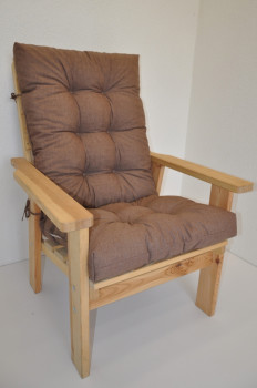 Polstr na DŘEVĚNÉ křeslo vysoké látka hnědý melír - DOPLŇKY - Polstry a polštáře - Polstry na ZAHRADNÍ křesla