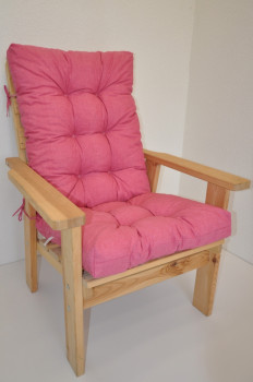 Polstr na DŘEVĚNÉ křeslo vysoké látka malinový melír - DOPLŇKY - Polstry a polštáře - Polstry na ZAHRADNÍ křesla