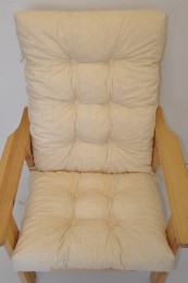 Polstr na DŘEVĚNÉ křeslo vysoké látka světle béžový melír - DOPLŇKY - Polstry a polštáře - Polstry na ZAHRADNÍ křesla