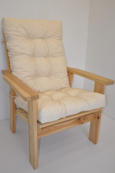 Polstr na DŘEVĚNÉ křeslo vysoké látka světle béžový melír - DOPLŇKY - Polstry a polštáře - Polstry na ZAHRADNÍ křesla