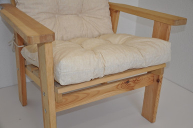 Polstr na DŘEVĚNÉ křeslo vysoké látka světle béžový melír - DOPLŇKY - Polstry a polštáře - Polstry na ZAHRADNÍ křesla