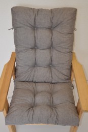 Polstr na DŘEVĚNÉ křeslo vysoké látka šedý melír - DOPLŇKY - Polstry a polštáře - Polstry na ZAHRADNÍ křesla