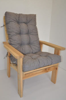 Polstr na DŘEVĚNÉ křeslo vysoké látka šedý melír - DOPLŇKY - Polstry a polštáře - Polstry na ZAHRADNÍ křesla