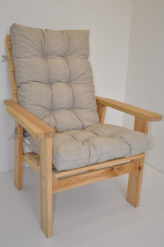 Polstr na DŘEVĚNÉ křeslo vysoké látka tmavě béžový melír - DOPLŇKY - Polstry a polštáře - Polstry na ZAHRADNÍ křesla