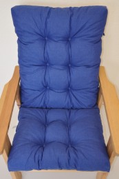 Polstr na DŘEVĚNÉ křeslo vysoké látka tmavě modrý melír - DOPLŇKY - Polstry a polštáře - Polstry na ZAHRADNÍ křesla