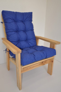 Polstr na DŘEVĚNÉ křeslo vysoké látka tmavě modrý melír - DOPLŇKY - Polstry a polštáře - Polstry na ZAHRADNÍ křesla