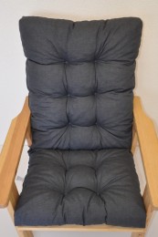 Polstr na DŘEVĚNÉ křeslo vysoké látka tmavě šedý melír - DOPLŇKY - Polstry a polštáře - Polstry na ZAHRADNÍ křesla