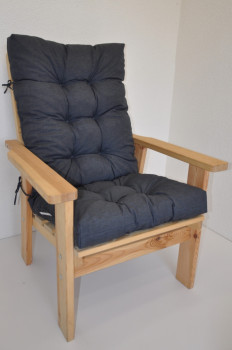 Polstr na DŘEVĚNÉ křeslo vysoké látka tmavě šedý melír - DOPLŇKY - Polstry a polštáře - Polstry na ZAHRADNÍ křesla