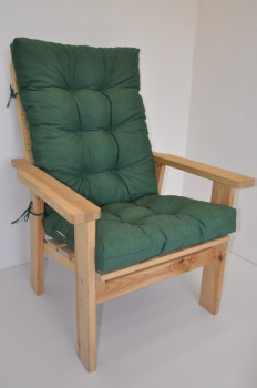 Polstr na DŘEVĚNÉ křeslo vysoké látka tmavě zelený melír - DOPLŇKY - Polstry a polštáře - Polstry na ZAHRADNÍ křesla