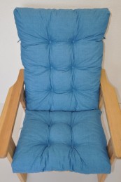 Polstr na DŘEVĚNÉ křeslo vysoké látka tyrkysovy melír - DOPLŇKY - Polstry a polštáře - Polstry na ZAHRADNÍ křesla