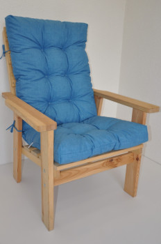 Polstr na DŘEVĚNÉ křeslo vysoké látka tyrkysovy melír - DOPLŇKY - Polstry a polštáře - Polstry na ZAHRADNÍ křesla