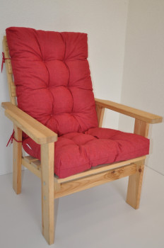 Polstr na DŘEVĚNÉ křeslo vysoké látka vínový melír - DOPLŇKY - Polstry a polštáře - Polstry na ZAHRADNÍ křesla