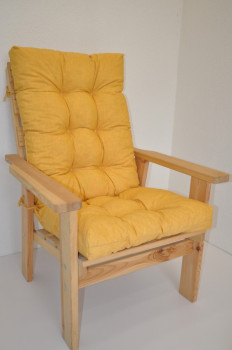 Polstr na DŘEVĚNÉ křeslo vysoké látka žlutý melír - DOPLŇKY - Polstry a polštáře - Polstry na ZAHRADNÍ křesla