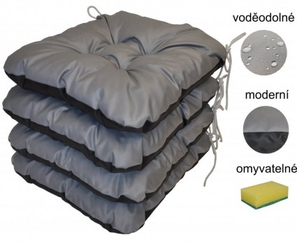 Podsedák šedý voděodolný - set 4 kusy - DOPLŇKY - Polstry a polštáře - Polstry na židle