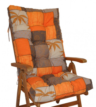 Polstr na TEAKOVÉ křeslo vysoké látka Uniko oranžový list - DOPLŇKY - Polstry a polštáře - Polstry na ZAHRADNÍ křesla