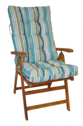 Polstr na TEAKOVÉ křeslo vysoké látka modré pruhy - DOPLŇKY - Polstry a polštáře - Polstry na ZAHRADNÍ křesla