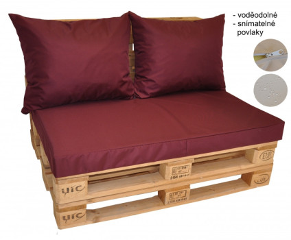 Polstry na paletový nábytek voděodolné barva VÍNOVÁ - DOPLŇKY - Polstry a polštáře - Polstry na PALETOVÝ nábytek