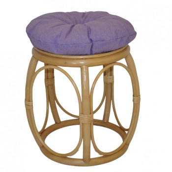 Ratanová taburetka ŠIROKÁ medová polstr fialový melír - RATANOVÝ NÁBYTEK - Židle a taburetky - Taburety