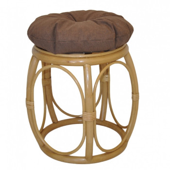 Ratanová taburetka ŠIROKÁ medová polstr hnědý melír - RATANOVÝ NÁBYTEK - Židle a taburetky - Taburety
