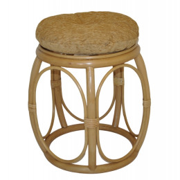 Ratanová taburetka ŠIROKÁ medová polstr matylda béžový - RATANOVÝ NÁBYTEK - Židle a taburetky