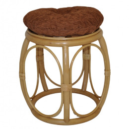 Ratanová taburetka ŠIROKÁ medová polstr matylda hnědý - RATANOVÝ NÁBYTEK - Židle a taburetky