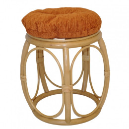 Ratanová taburetka ŠIROKÁ medová polstr matylda světle hnědý - RATANOVÝ NÁBYTEK - Židle a taburetky