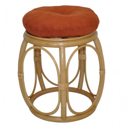 Ratanová taburetka ŠIROKÁ medová polstr pískový - RATANOVÝ NÁBYTEK - Židle a taburetky