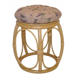 Ratanová taburetka ŠIROKÁ medová polstr motiv levandule - RATANOVÝ NÁBYTEK - Židle a taburetky