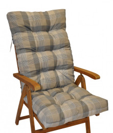 Polstr na TEAKOVÉ křeslo vysoké látka UNIKO šedá kostka - POLSTRY A POLŠTÁŘE - Polstry na ZAHRADNÍ KŘESLA
