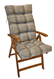 Polstr na TEAKOVÉ křeslo vysoké látka UNIKO šedá kostka - POLSTRY A POLŠTÁŘE - Polstry na ZAHRADNÍ KŘESLA