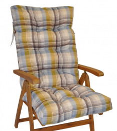 Polstr na TEAKOVÉ křeslo vysoké látka UNIKO žlutá kostka - POLSTRY A POLŠTÁŘE - Polstry na ZAHRADNÍ KŘESLA