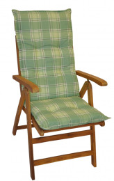 Polstr na ZAHRADNÍ křeslo UNI excelent vysoké látka zelená kostka - DOPLŇKY - Polstry na ZÁVĚSNÉ houpačky - Polstry na ZAHRADNÍ křesla