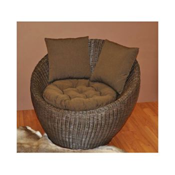 Ratanové křeslo GENTONG hnědé s polstrem - RATANOVÝ NÁBYTEK - Křesla - Malá křesla