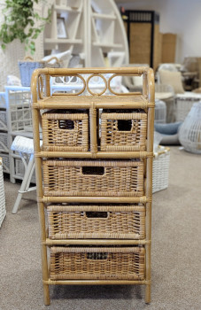 Ratanový PRÁDELNÍK 3+2 zásuvky medový - RATANOVÝ NÁBYTEK - Komody - Prádelníky