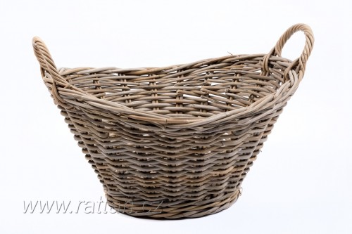 Ratanový zahradní koš KUBU GREY uši - DOPLŇKY - Truhly a koše - Koše na dřevo