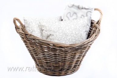 Ratanový zahradní koš KUBU GREY uši - DOPLŇKY - Truhly a koše - Koše na dřevo