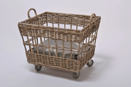 Ratanový koš WASMAND GREY na kolečkách - DOPLŇKY - Truhly a koše - Prádelní koše