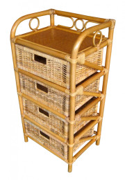 Ratanový PRÁDELNÍK 4 zásuvky medový - RATANOVÝ NÁBYTEK - Komody - Prádelníky