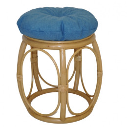Ratanová taburetka ŠIROKÁ medová polstr tyrkysový melír - RATANOVÝ NÁBYTEK - Židle a taburetky